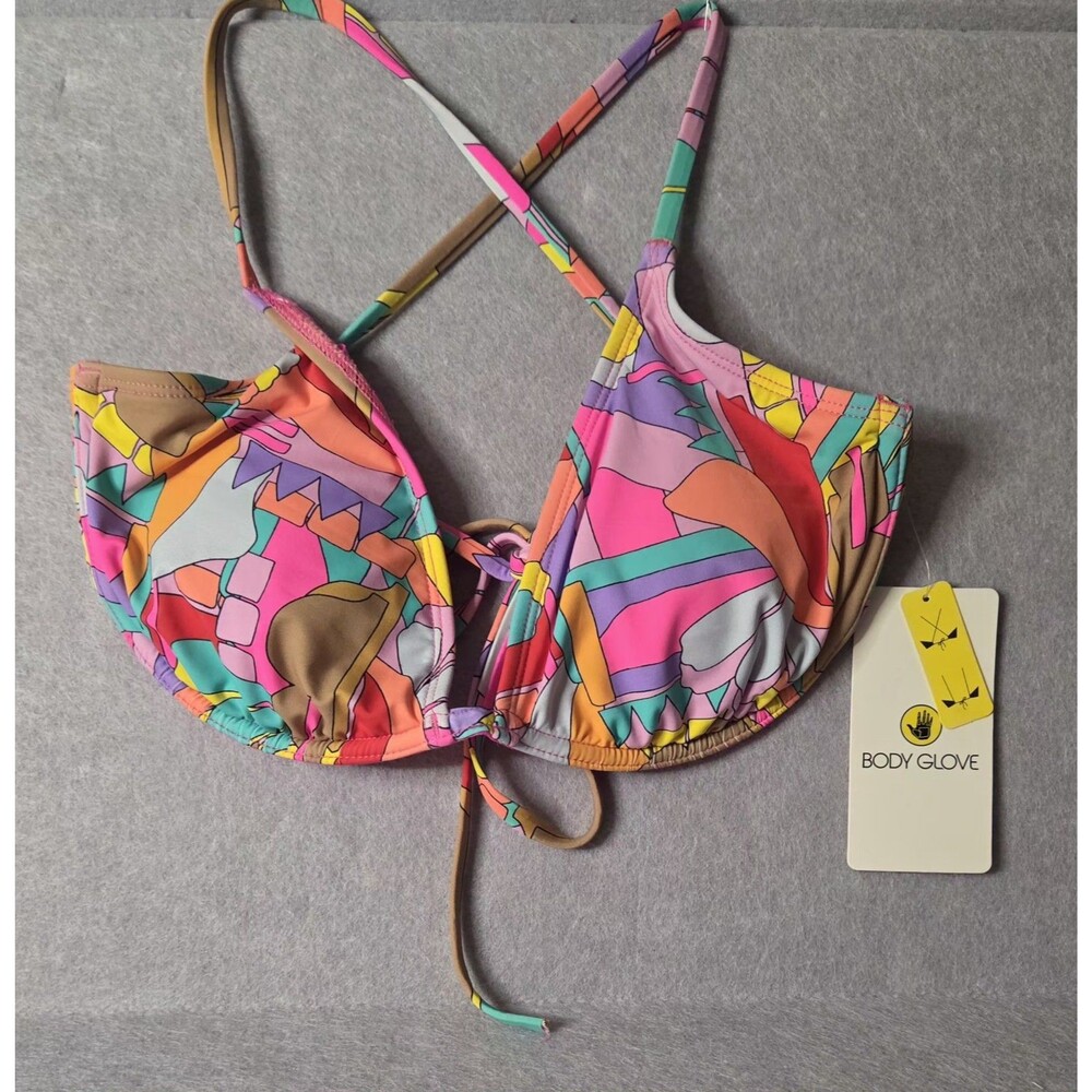 BODY GLOVE Patsy Underwire Bikini Sz M Top Multicolor Abstract Women’s NWT